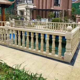 大连黄金麻花岗岩石材栏杆，扶手，将军柱，花瓶柱