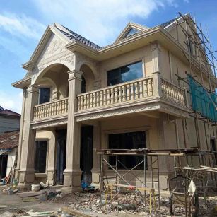 大连 黄金麻花岗岩石材私人别墅雕花门楼柱阳台栏杆