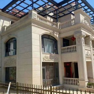 大连 黄金麻花岗岩荔枝面别墅外墙干挂