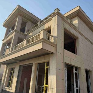 大连 黄金麻花岗岩石材荔枝面外墙干挂效果展示