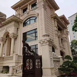 大连 黄金麻花岗岩别墅外墙干挂效果展示